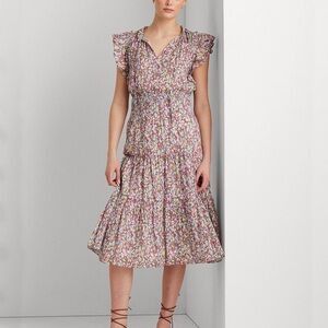 Ralph Lauren Black Label Floral crinkled cotton Midi Dress